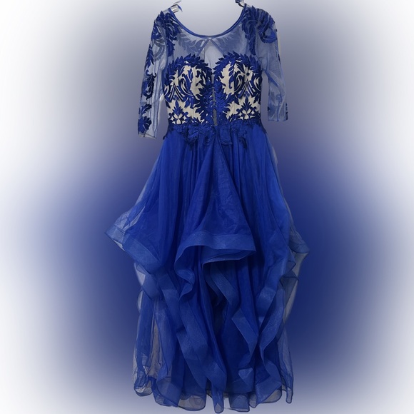 3/4 Lace Sheer Sleeve Royal Blue Gown Turkish Gown from Turkey - Picture 9 of 9